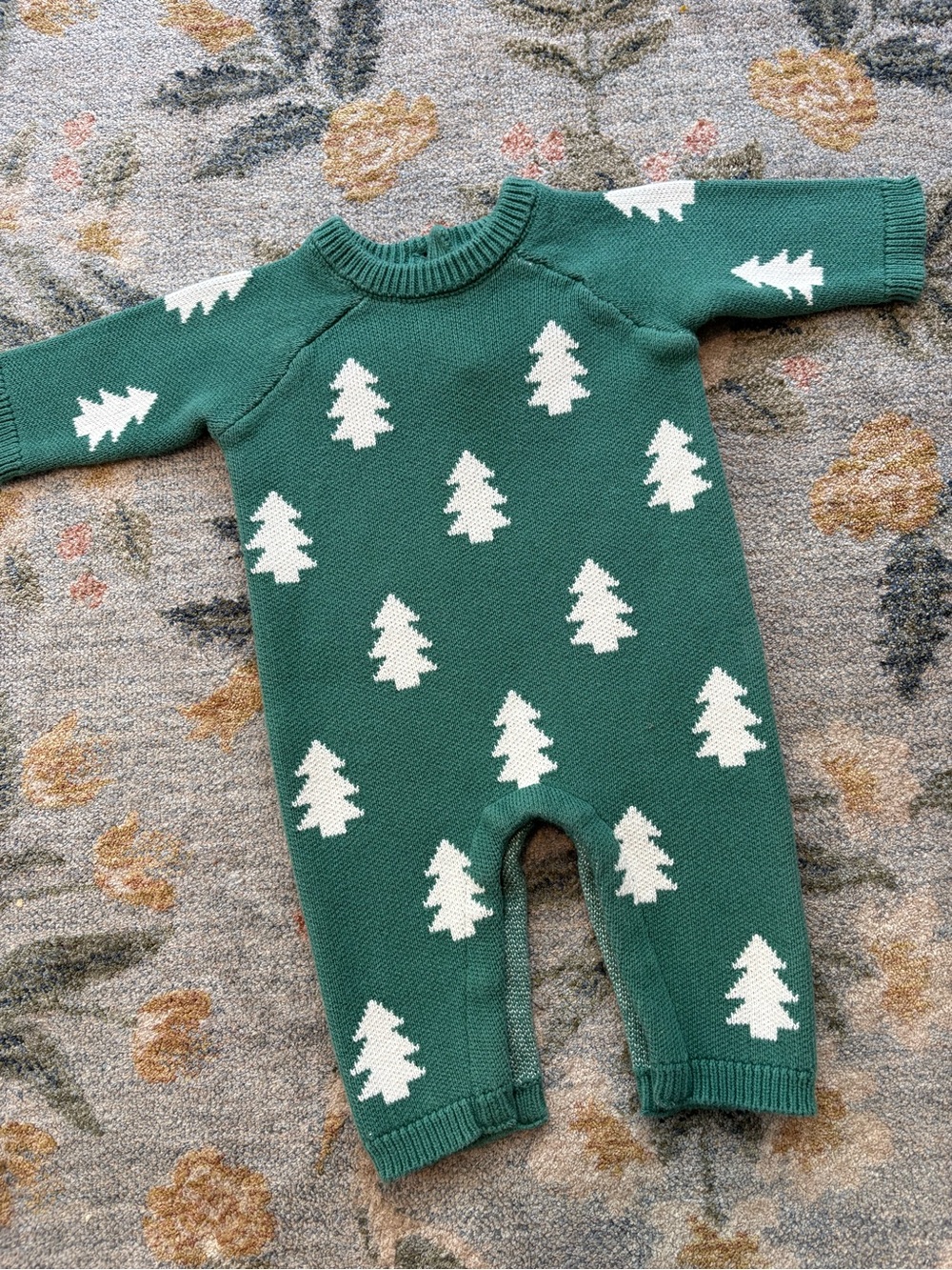 Hanna Andersson Sweater Knit Evergreen Romper Tree Jumper 3-6 months